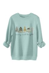 Women's Fall Christmas Tree Print Crew Neck Sweatshirt