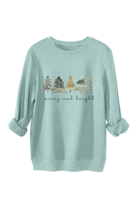 Women's Fall Christmas Tree Print Crew Neck Sweatshirt