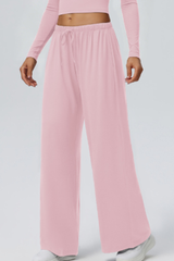 Women's Drawstring High Waist Drape Wide Leg Casual Pants