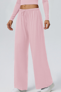 Women's Drawstring High Waist Drape Wide Leg Casual Pants