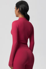 Women's round neck front zipper sports jacket