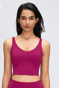 Women's Naked Feeling V Neck Padded Sports Yoga Bra
