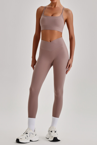 Women's  Crisscross Back Bra & V-Waist Yoga Leggings Set