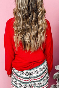 Women's Christmas Sets:Sleigh Letter Sweatshirt And Shorts