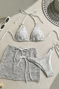 Women's Summer Mesh Half Skirt Bikini Set 3 Pieces