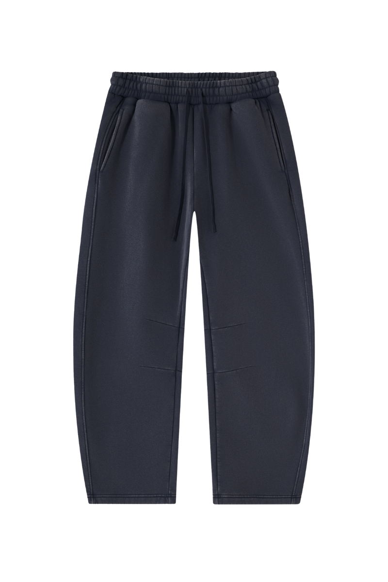 Unisex Fall Fleece Elastic Waist Curved Wide Leg Sweatpants