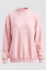 Women's Fall Drop Shoulder Loose Fleece Mock Neck Sweatshirt