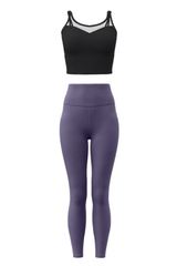 Women's Athletic Sets:Mesh Panel Bra And High Waist Leggings