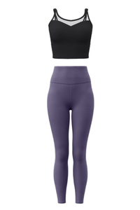 Women's Athletic Sets:Mesh Panel Bra And High Waist Leggings