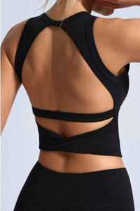 Women's Back-Crossed Cropped Backless Sports Tank Top