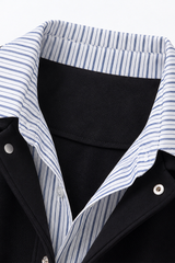 Men's Preppy Faux Layered Striped Trim Collared Jacket