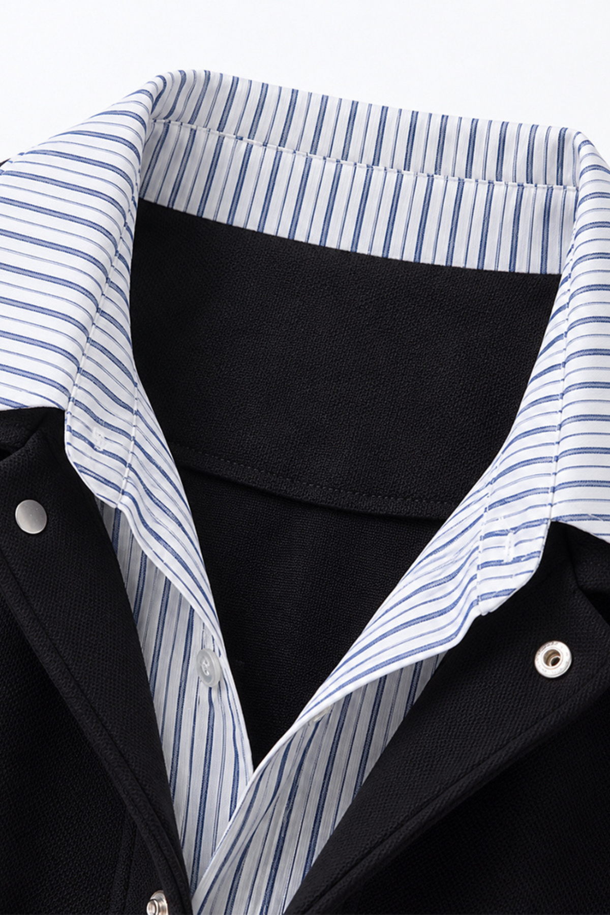 Men's Preppy Faux Layered Striped Trim Collared Jacket