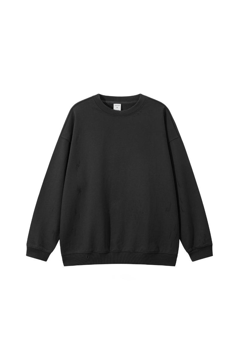 Men's Fall Washed Distressed Loose Drop Shoulder Pullover