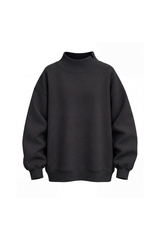 Women's Fall Solid Side-Slit Neckline Mock Neck Sweatshirt