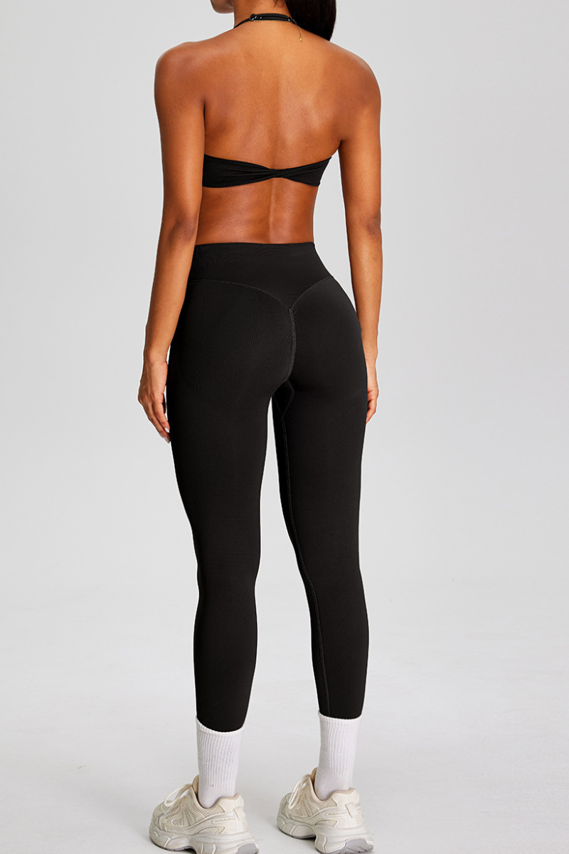 Women's Seamless Yoga Sets:Halter Backless Bra And Leggings