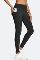Women's Athletic Side Pocket Ruched Back Seam Yoga Leggings