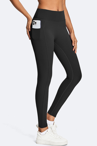 Women's Athletic Side Pocket Ruched Back Seam Yoga Leggings