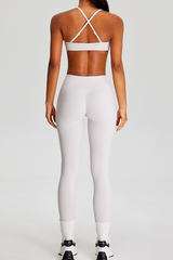 Women's Sport Set:Twist Front Triangle Cup Bra & Leggings