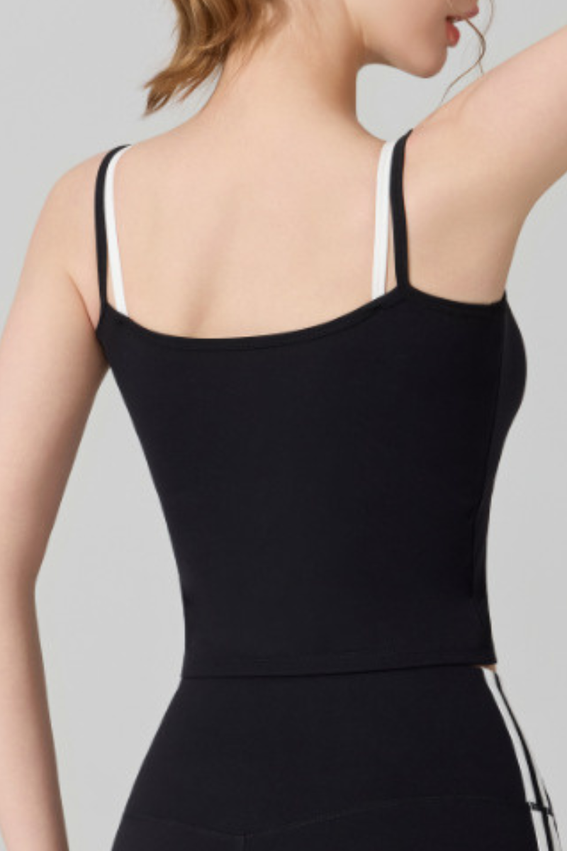 Women's Color‑Contrast Faux Two‑Piece Sports Cami Top