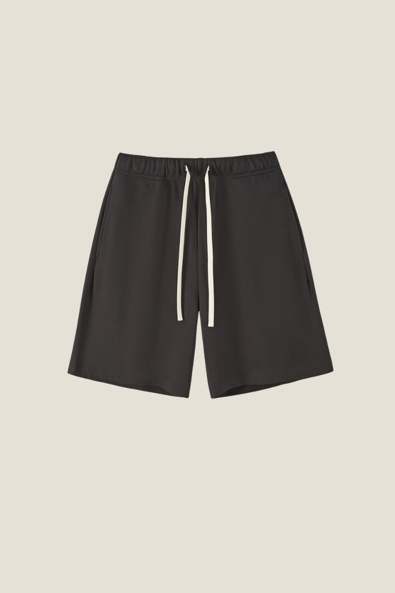 Unisex 380G Cotton Sweat Shorts - Solid Straight Drawstring Joggers