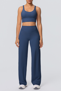 Women's Set:U-neck Sexy Crisscrossed  Bra And Wide Leg Pants