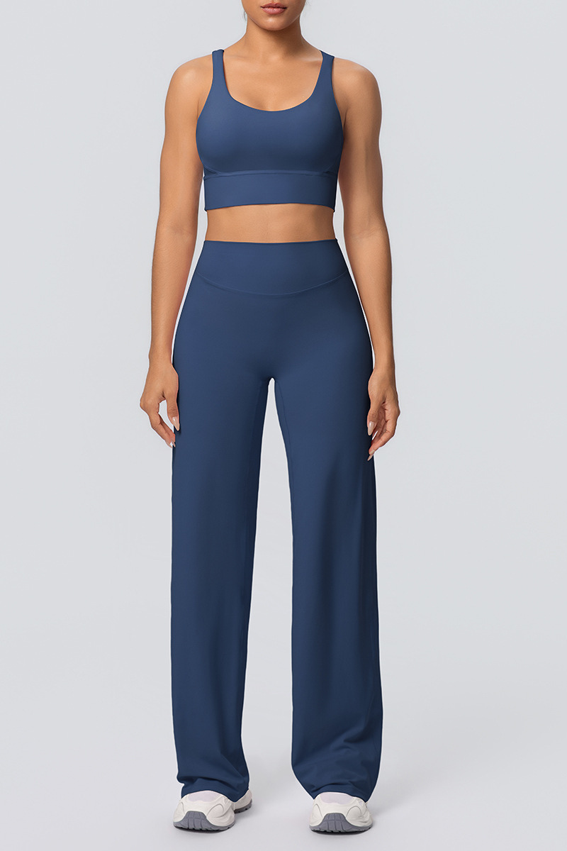 Women's Set:U-neck Sexy Crisscrossed  Bra And Wide Leg Pants