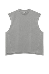 Vintage Washed Distressed Slit Sleeveless Tank Tops