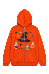 Unisex Halloween Multi Pattern Print Zip Up Hoodie