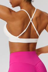 Women's V-Neck Cross-Back Padded Naked Feel Sports Yoga Bra