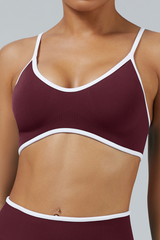 Women's Multi-Color Contrast Trim Padded Sports Yoga Bra