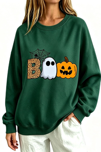 Women's Fall BOO Letter Print Graphic Halloween Sweatshirt