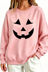 Women's Fall Halloween Pumpkin Face Print Relaxed Sweatshirt