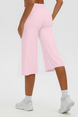 Women's Brushed Mid Waist Wide Leg Capri Yoga Pants