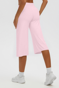 Women's Brushed Mid Waist Wide Leg Capri Yoga Pants
