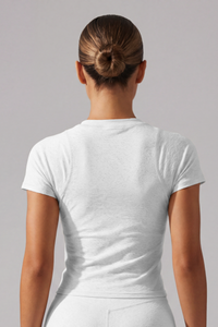 Women’s Summer Pleated Cropped Slim Fit Sport T-shirt