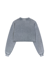 Women's Fall 100% Cotton Cropped Distressed Sweatshirt
