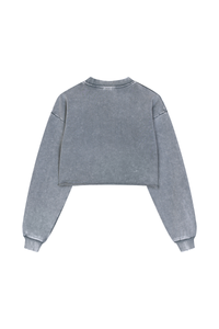 Women's Fall 100% Cotton Cropped Distressed Sweatshirt