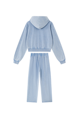 Women's Fall Set: Cropped Zip Up Hooded Jacket And Sweatpant