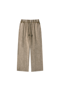 Unisex Fall 100% Cotton Vintage Wax Washed Wide Leg Pants