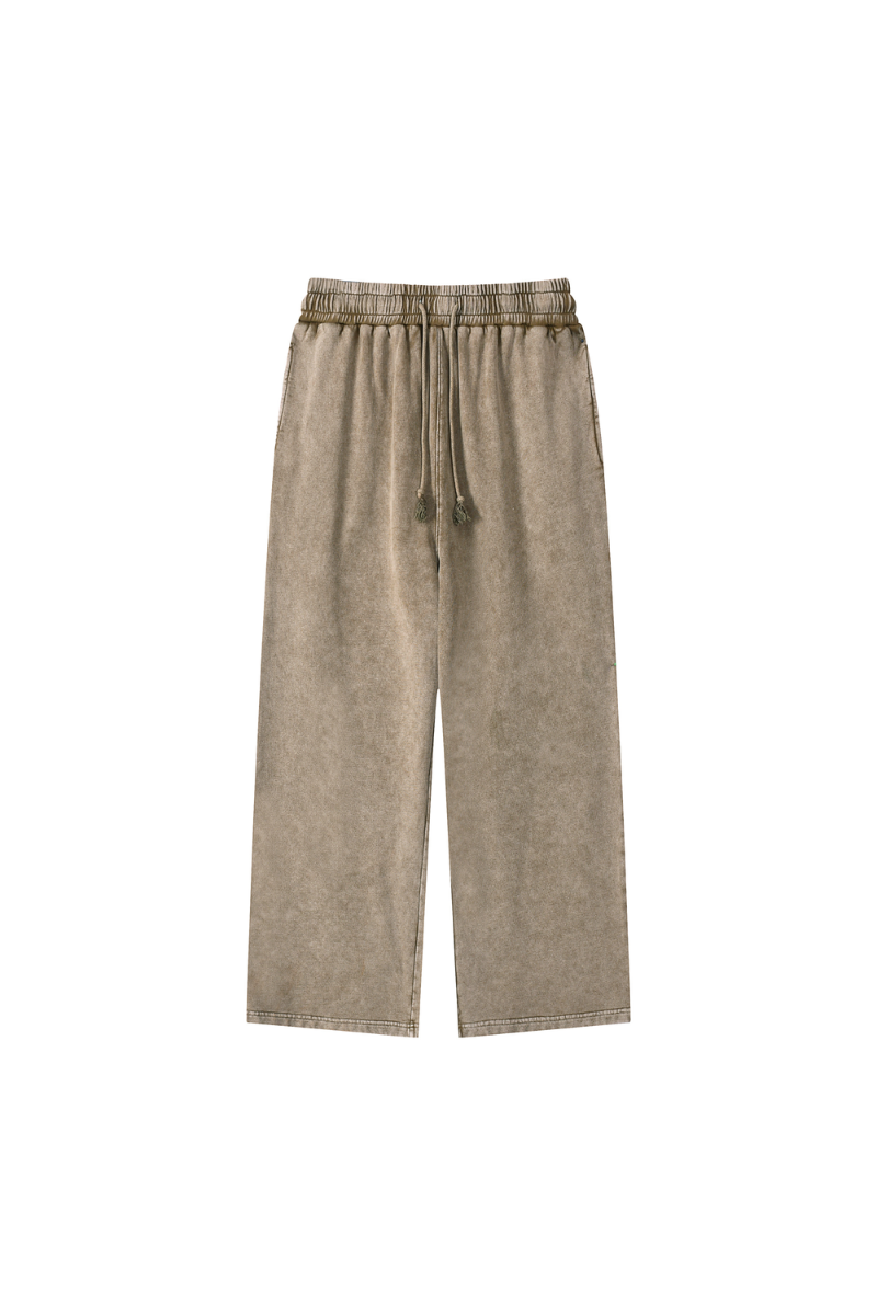 Unisex Fall 100% Cotton Vintage Wax Washed Wide Leg Pants