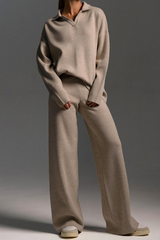 Polo-style knitted pullover shirt with long pants
