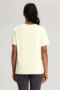 Women Solid Breathable Relaxed-Fit Yoga Short-Sleeve T-Shirt