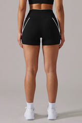 Women's Side Contrast Line High Waist Bike Shorts