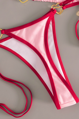 Women's Color Block Halterneck Side Tie Sexy Vacation Bikini