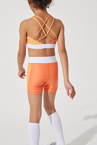 Kids color blended cross back straps sports tank top.