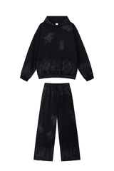 Men's Vintage Fall Set: Washed Hoodie & Wide-Leg Sweatpants