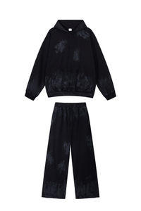 Men's Vintage Fall Set: Washed Hoodie & Wide-Leg Sweatpants
