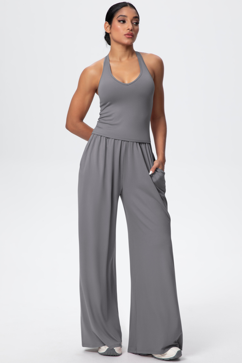 Women’s Set: Halterneck Tank Top & Wide-Leg Pants