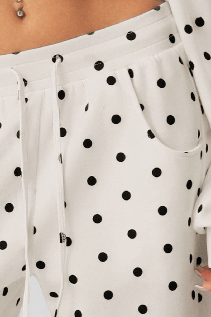 Women's Fall Polka Dot 1/4Zip Sweatshirt And Pants Set