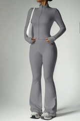 Women's Sport Set:Stand Collar Jacket And Flared Pants